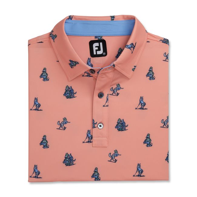 Footjoy Coyote Print Lisle Self Collar  Hemd Herren Rosa | OEYVXKC-70